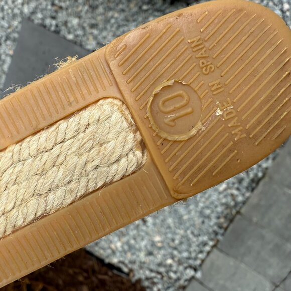 Tory Burch Kate Cream and Tan Woven Espadrille Wedge Platform Sandals Size 10 - Picture 8 of 8
